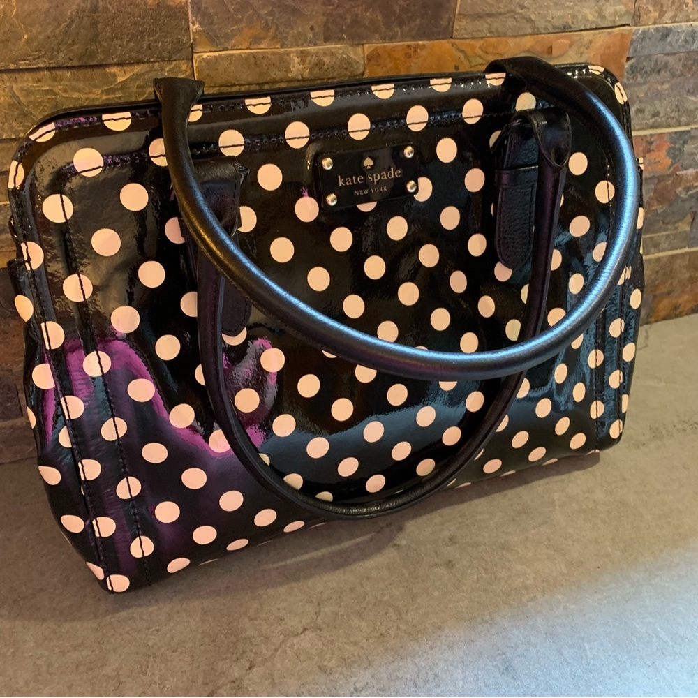 Kate Spade Black Polka Dots Medium Shoulder Bag Tote Purse